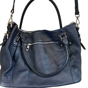 SZone navy blue Leather Shoulder Satchel
